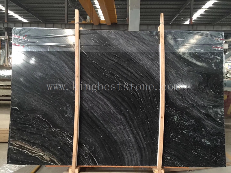 Cheap Chinese Black Wood Vein Marble Polished Big Slabs