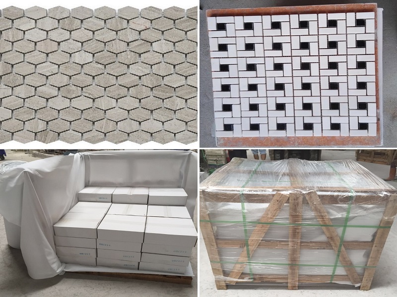 Gray Wood Marble Mosaic Tiles