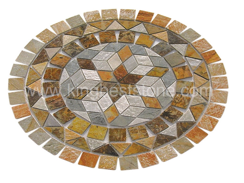 Slate Stone Pattern Mosaic Medallion Pieces