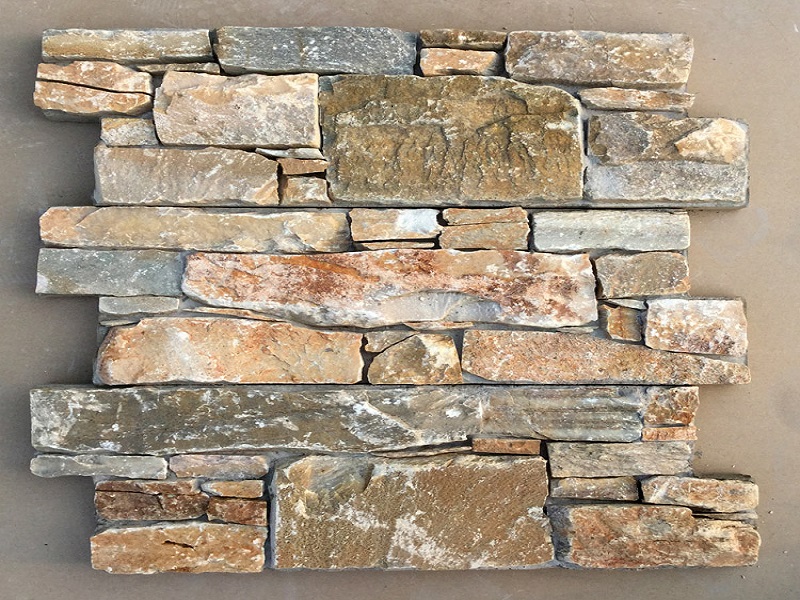 Yellow Rusty Slate Cement Wall Cladding Ledge Stone
