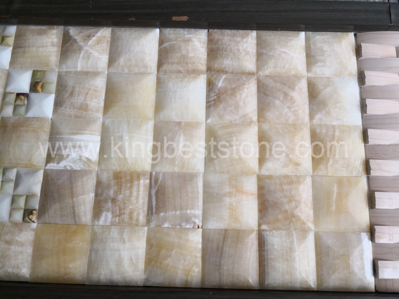 Honey Onyx Cap Pattern Mosaic Tiles