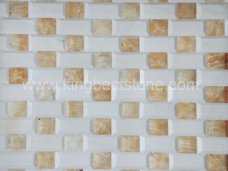 White Onyx and Honey Onyx Marble Mosaic Tiles