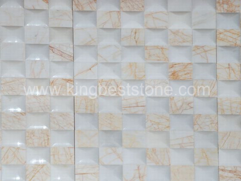 White Marble and Golden Lines Marble Mosaic Tiles