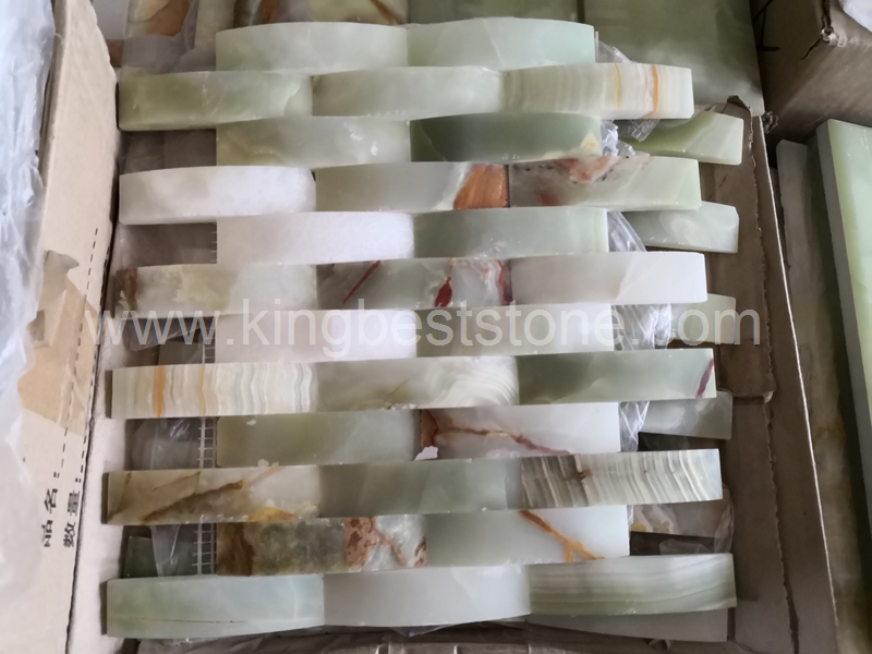 Green Onyx Random Pattern Mosaic Tiles