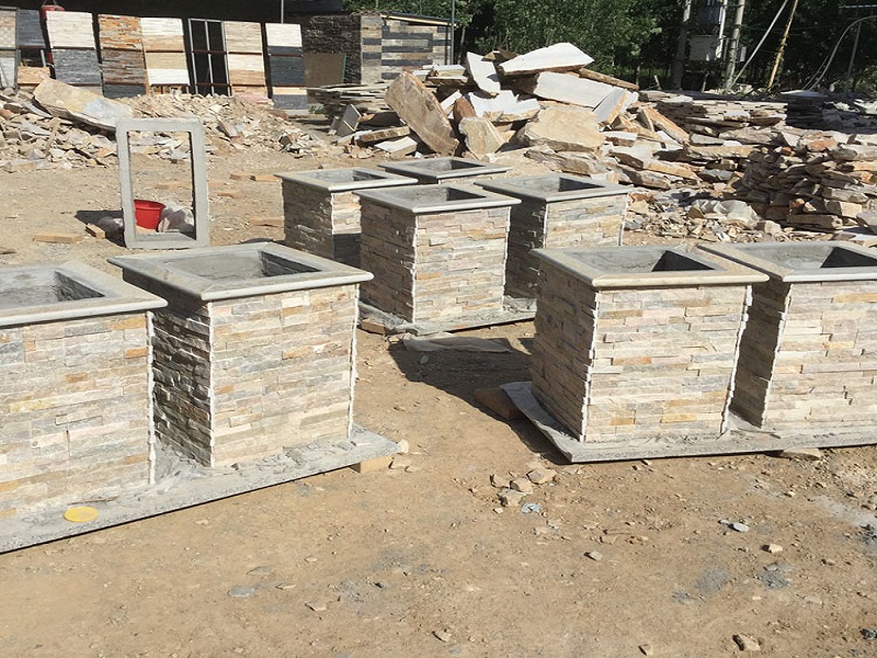 Stacked Cement Columns For Wall