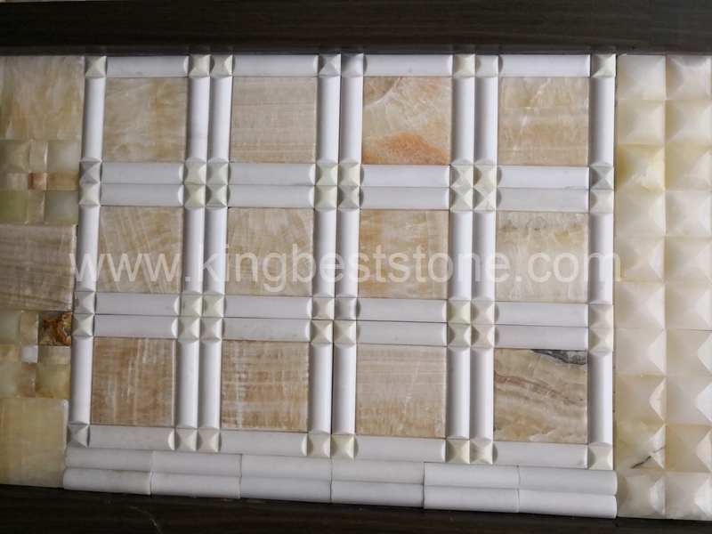 Honey Yellow Onyx Grid Pattern Mosaic Tiles