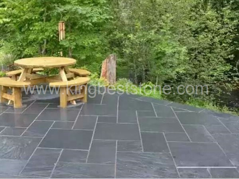 Honed Black Slate Floor Tiles
