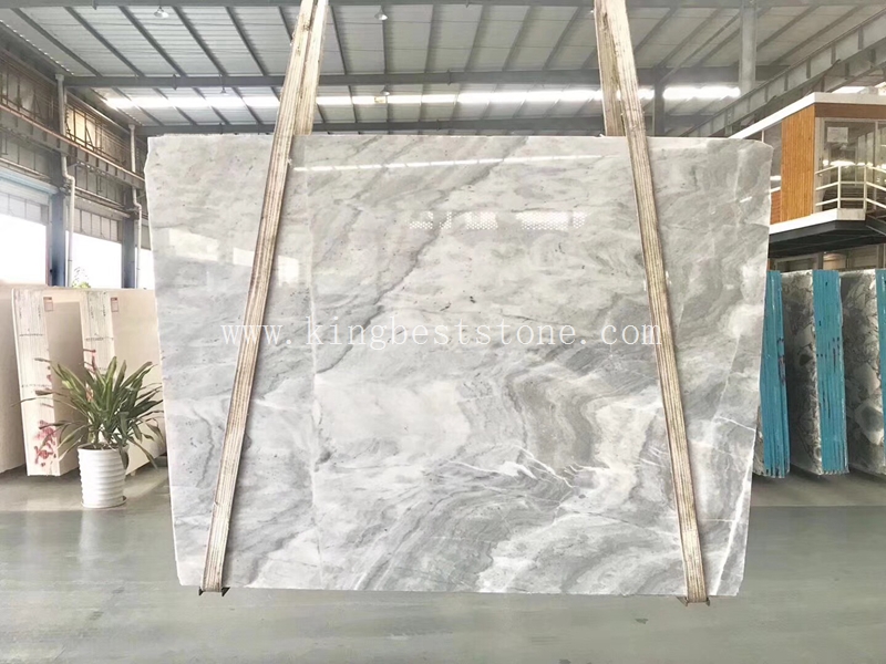 China Polished Everest Crystal White Marble Slabs Tiles Good Veins