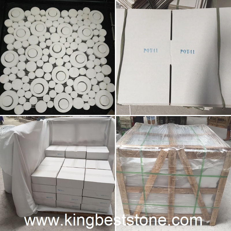 Circle Shape Sivec White Marble Mosaic Tiles