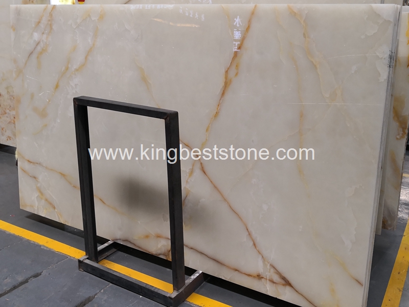 Snow White Gold Jade Marble Polished Slabs
