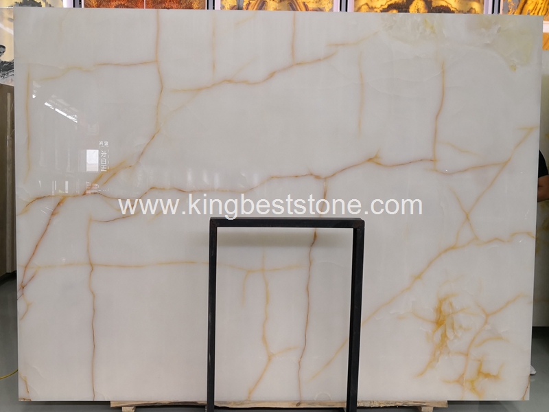 Snow White Gold Onyx Marble Slabs and Tiles