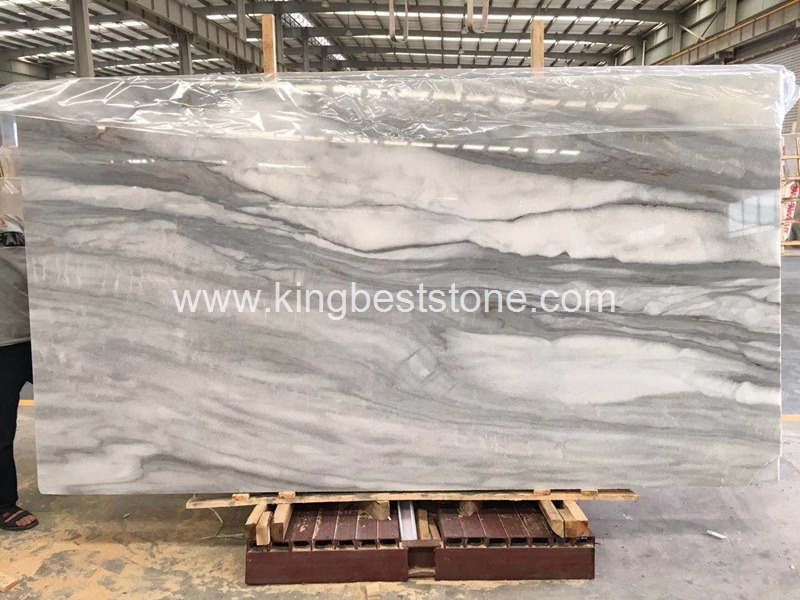 Kyknos White Cloudy Veins Marble Polished Slabs