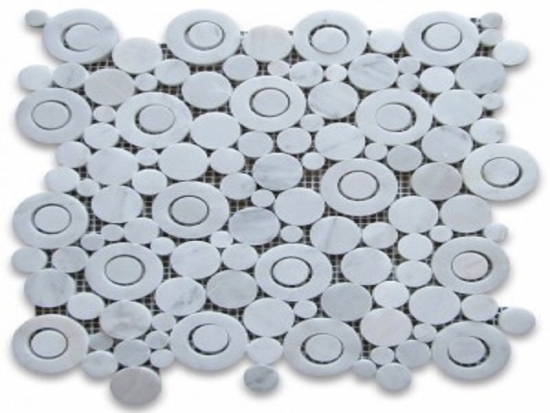 Carrara White Marble Mosaic Circle Tiles