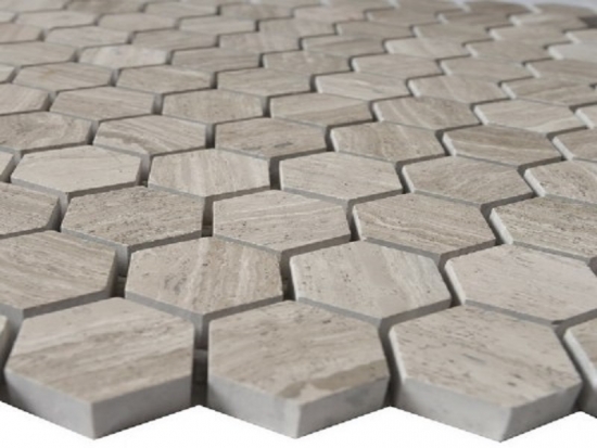 Gray Wood Marble Wall Cladding Mosaic Tiles