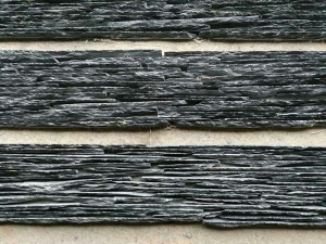 China Black Waterfall Natural Wall Stone Cladding