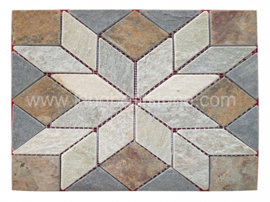 Slate Stone Flower Pattern Small Mosaic Tiles