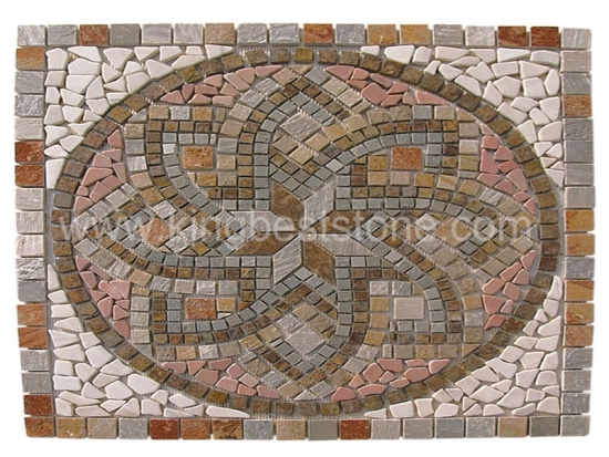 Quartz Slate Stone Big Star Pattern Mosaic Medallion