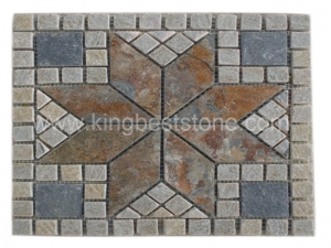 Slate Stone Flower Pattern Small Mosaic Tiles