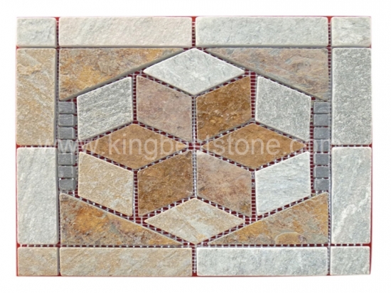 Rusty And Gray Slate Diamond Shape Mosaic Tiles