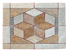 Rusty And Gray Slate Diamond Shape Mosaic Tiles