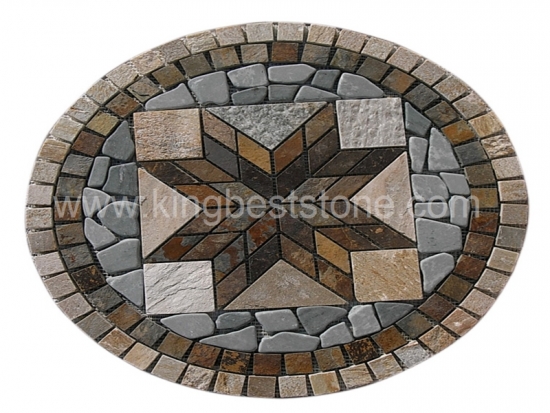 Quartz Slate Stone Big Star Pattern Mosaic Medallion