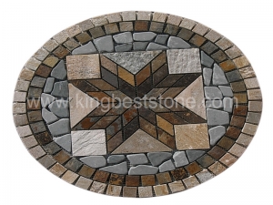 Quartz Slate Stone Big Star Pattern Mosaic Medallion