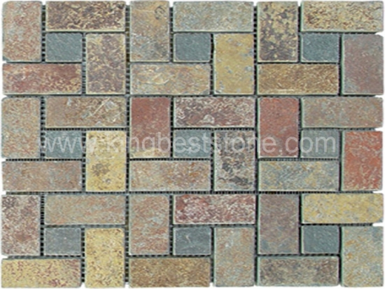 Rusty Slate Stone Wall Panel Mosaic Tiles