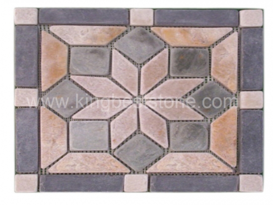 Rusty And Gray Slate Diamond Shape Mosaic Tiles
