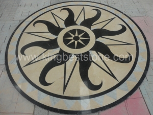 Burdur Beige Marble Flower Star Pattern Waterjet Medallions