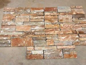 Golden Cement Wall Slate Stacked Stone