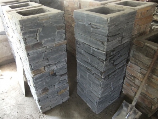 Natural Black Slate Cement Stone Column