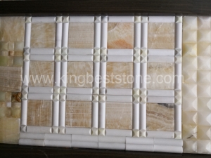 Honey Onyx With White Marble Lattice Pattern Mosaic Tiles