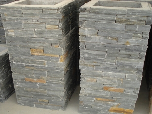 Natural Black Slate Cement Stone Column