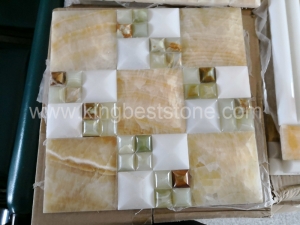 Honey Onyx 3D Lattice Pattern Mosaic Wall Tiles