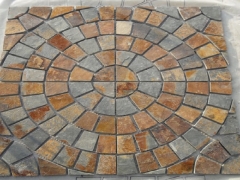 Round Shape Flagstone Paving Stone MultiColor Slate Road Paving