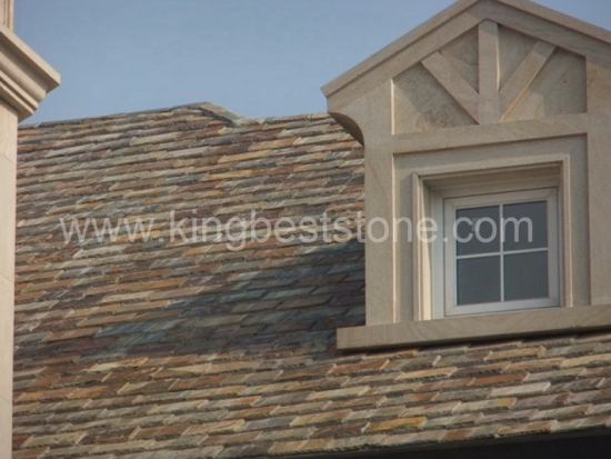 Rusty Yellow Quartz Slate Fish Scales Pattern House Roofing Tiles