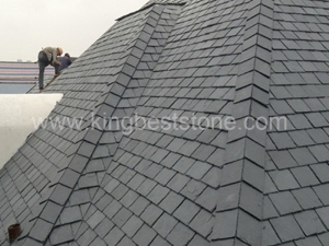 Black Grey Slate Fish Scales Pattern House Roofing Tiles