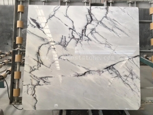 Lilac White Marble Black Grey Vein Marble Slab Wall Cladding