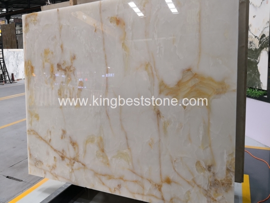 Snow White Gold Lines Marble Polished Slabs and Tiles