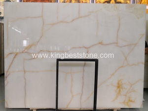 Snow White Gold Lines Marble Polished Slabs and Tiles