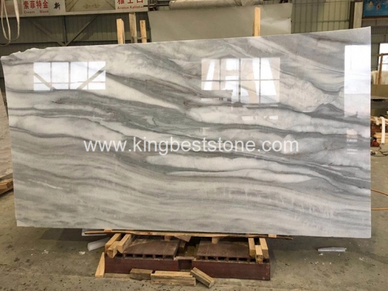 Kyknos White Cloudy Veins Marble Polished Slabs